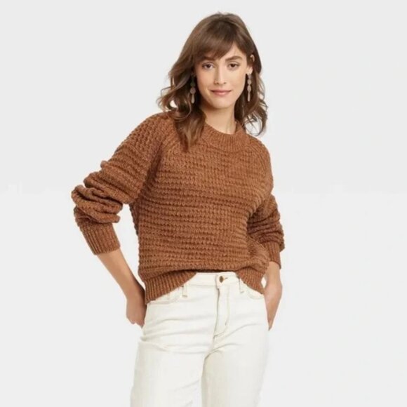Universal Thread Sweaters - Universal Thread Warm Brown Crew Neck Sweater